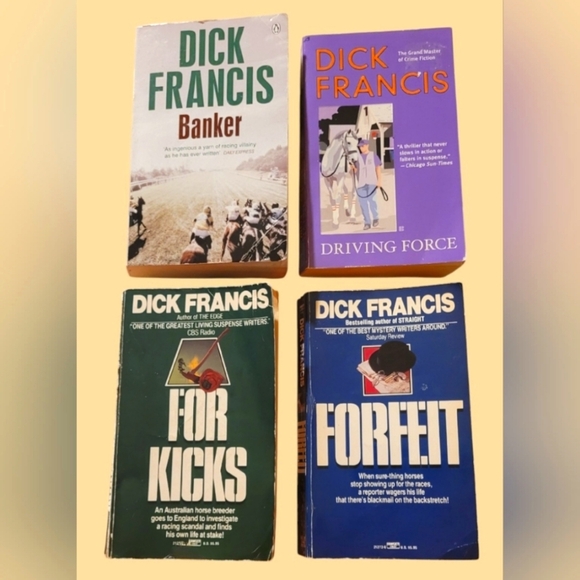 LOT OF 4 DICK FRANCIS MYSTERY SOFT-COVER BOOKS ~ BANKER ~ FORFEIT ~ FOR KICKS - Picture 1 of 2